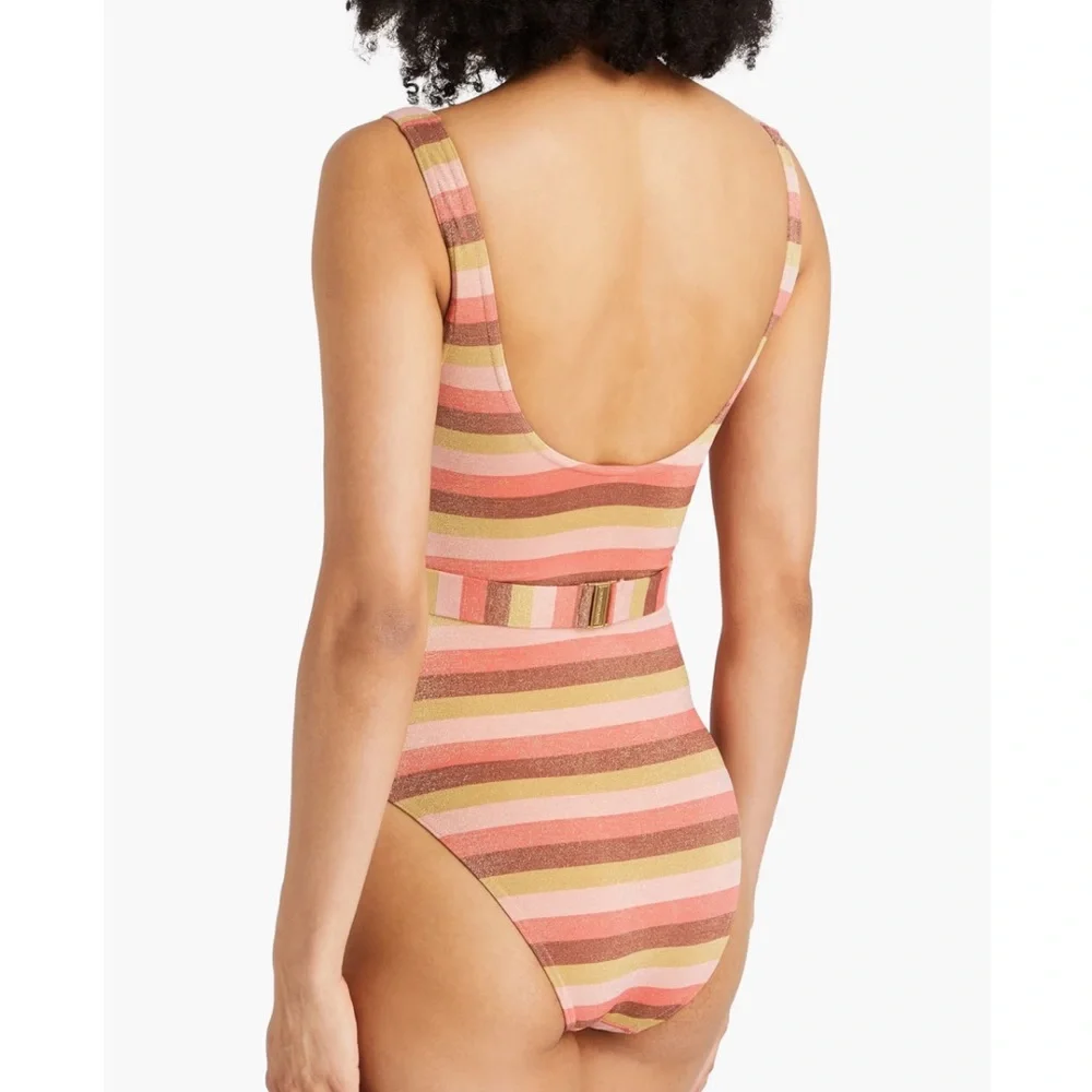 NWT✨ Zimmermann One Piece Striped Metallic Swimsuit